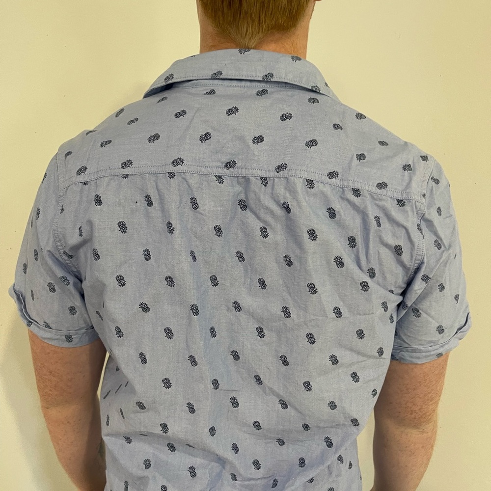 Men's Blue pineapple Patterned button up Tee